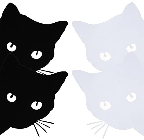 4 Stück Katze Form Autoaufkleber Kartoon Kätzchen Aufkleber Lustige Kreative Dekoration Zubehör für Fahrzeug Fenster Auto Türen