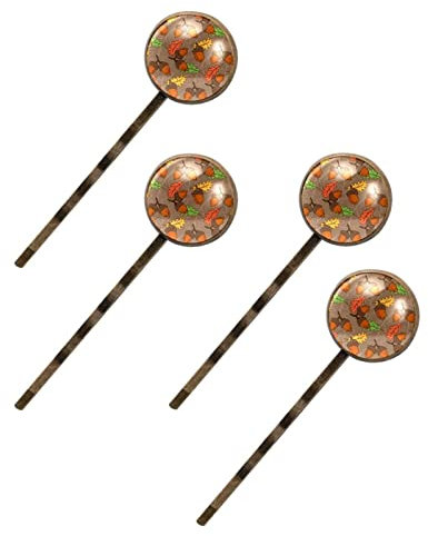 4 pezzi accessori per capelli forcine Bobby Pins - autunno foglia d'acero ghianda dado tornante clip per capelli per le donne