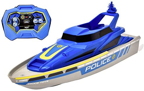Dickie Toys - RC Polizei-Boot - ferngesteuertes Spielzeug-Boot in Polizei-Design ab 6 Jahren,Schiff mit Fernbedienung und Batterien für Kinder Erwachsene, Mehrfarbig, 201107003ONL
