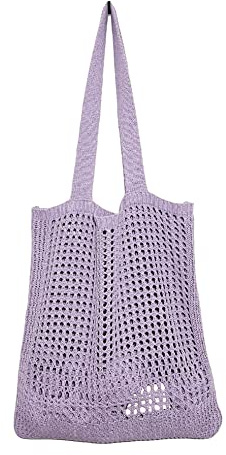 Borsa a tracolla lavorata a maglia cava da donna semplice all'uncinetto Shopfor Top-Handle Borse, Viola