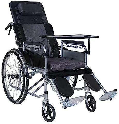 Silla de ruedas plegable reclinable, liviana, reposapiés y reposabrazos extraíbles, asiento de 18 pulgadas Dispositivo de movilidad para silla de ruedas estándar para adulto