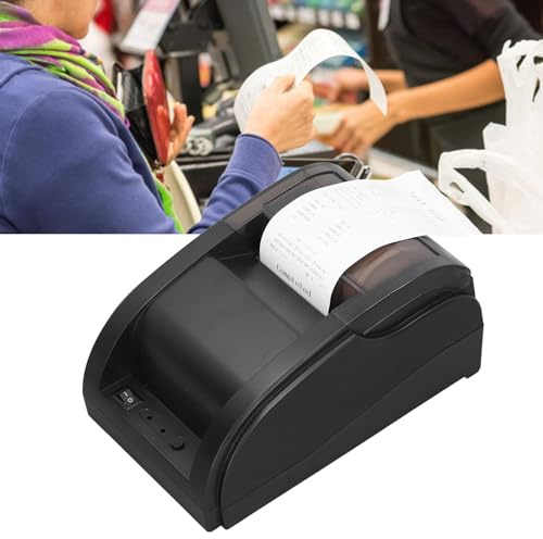 YWBL-WH Thermodrucker, POS-Thermodrucker, Automatisches Schneiden, USB, 60 Bis 80 Mm Pro Sekunde, Belegdrucker für Restaurants, Barcode-Scanner (EU-Stecker)