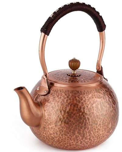 Abbdbd Théière en cuivre massif faite à la main, bouilloire de cuisinière, théière en cuivre martelé épais, bouilloire de cuisinière, bouilloire en cuivre pur