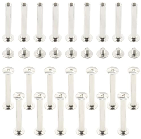 Ruidee 50Pezzi/25Sets Rivetti a Vite M5x35mm Viti Rilegatura Acciaio Inox Viti Chicago Rivetti Testa Piatta a Vite Cintura per Fissaggio Album Fotografico (ZBD/M5x35)