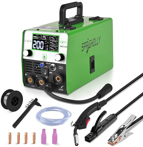 MIG Welder Machine 200Amp 240V 4 in 1 Multiprocess Welder,Mig Gas/Gasless Flux Core/Lift TIG/Stick MMA/Spool Gun Synergy Welding,Large LED Display Upgrade MIG200
