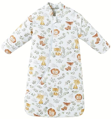 Chilsuessy Babysovsäck vinter 3,5 tog barn sovsäck året runt sovsäckar pojkar flickor sovsäck för småbarn nyfödda, djungeldjur/3,5 tog, M (75–90 cm)