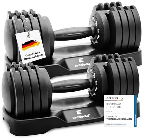 Verstellbare Kurzhantel Set 2x12kg | 12kg |18kg | 24kg | 40kg | 5 Gewichtseinstellungen | Hantelset 2x12kg | Verstellbare Kurzhantel | einstellbar und platzsparend [FIX LOCK] Hantel verstellbar