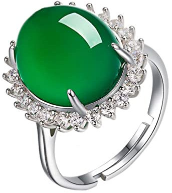 WRITWAA Achatring Damenring Kupferring Grün Offener Ring aus Strapazierfähigem Material Eleganter Schmuck für Frauen zum Muttertag Geburtstag Jubiläum Verlobung Party Angenehm zu Tragen