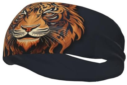 Sport-Stirnbänder für Damen und Herren, feuchtigkeitsableitend, Schweißbänder, Neujahrs-Tiger-Logo-Design, weiches breites Haarband zum Laufen, athletisches Handtuch-Stirnband