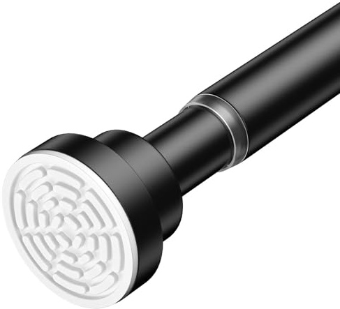 AIZESI Duschstange Gardinenstange ohne Bohren 80-125CM,Teleskopstange Klemmstange Duschvorhangstange Geeignet für Badezimmer, Fenster, Kleiderschrank,1 Stück Schwarz (Durchmesser 22mm) Shower Rod