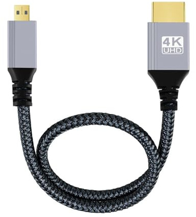 NFHK 4K 60hz HDMI 2.0 hane till micro HDMI typ-D hane kabel med rak hylsa kontakt för HDTV dator bärbar datorskärm 100 cm
