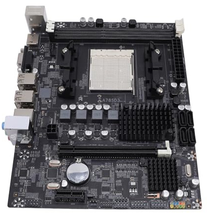 Placa Base para Juegos, AM3 Socket A78SD3 Potor de la Computadora con Memoria DDR3 de 16 GB, 4 Puertos 3.0, Ethernet de 100 Mbps, VGA y Salida, para Trinity for Richland