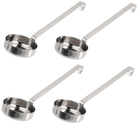 Gogogmee 4pcs Stainless Steel Ladle Spoon Serving Spoons Long Handle Flat Ladle for Pizza Sauce Soup and Rice