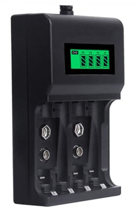 SANRLO Batterie USB Adaptateur de charge rapide pour batteries 2A/3A 9V avec écran LCD et technologie de charge intelligente