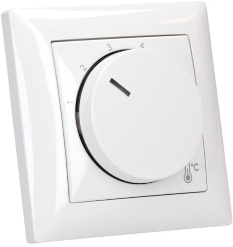 Busch-Jaeger Busch-balance SI Heizungsthermostat Set: Temperaturregler 1094 U + Zentralscheibe 1794 R-914 + Rahmen 1721-914 – Unterputz Thermostat für elektrische Fußbodenheizung in Alpinweiß