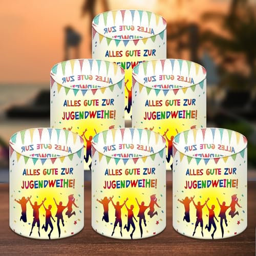 12 Windlicht Tischdeko Jugendweihe Deko, Windlicht Jugendweihe Deko, Jugendweihe Tischdeko Partyzubehör, Jugendweihe Deko Mädchen Junge, Party Deko für Teelichter oder Kerzen