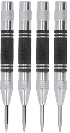 ZAWELIYO 4PCS Center Punch Automatic High Speed Steel Kit for Furniture Installation, Maintenance, Positioning on Steel (Black White)