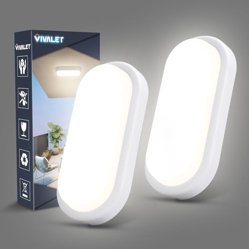 VivaLet 2 Stück LED Kellerlampe 18W 1800LM keller lampe, IP54 Feuchtraumleuchte Wandlampe, 4000K Neutralweiß Ovalleuchte Wandleuchte für Treppe Keller Flur Garten Badzimmer Garage Bad