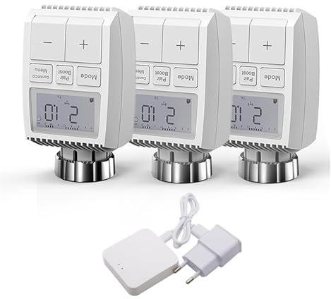 YQVEOT Termostato Digitale 3.0 Intelligente Wi-Fi Attuatore della valvola del radiatore termostatico Trv. Controller di Temperatura programmabile(3PCS-Radiator-Hub)