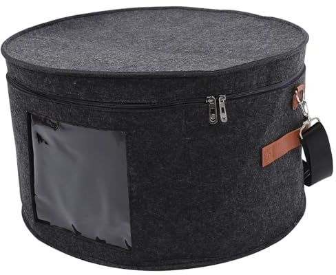 PRETYZOOM Caja Redonda de Fieltro para Sombreros Tapa Transparente Resistente al Desgaste, Organizador Portátil para Viaje de Hombres y Mujeres, Diseño Simple y Práctico