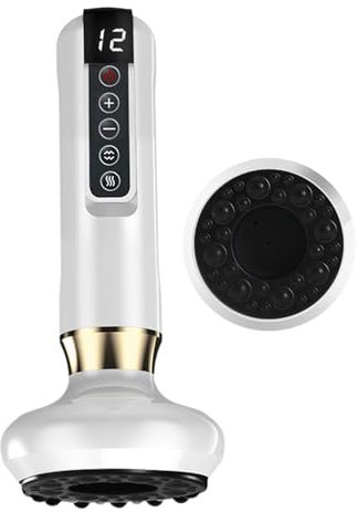 Masajeador Anticelulítico, Masajeador de Terapia de Ventosas Eléctricas, Ajustable de 12 Niveles Maquina Masaje Muscular, para Vientre, Cuello, Pierna, Cadera y Brazo (Blanco)