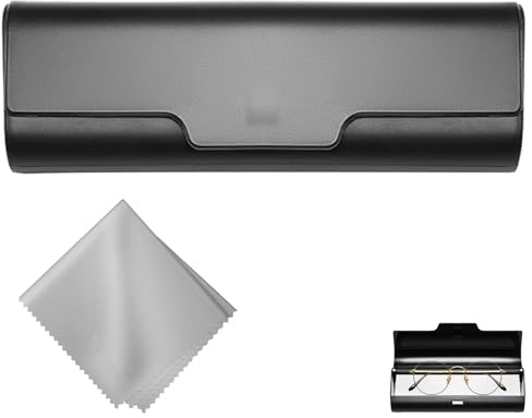 TASSFROO Brillenetui Hardcase, Leichtes Brillenetui mit Brillenputztuch Lesebrillenetui Hartschalen Schwarz Hardcase Flach Brillen Etui Sonnenbrillen Etui für Damen Herren