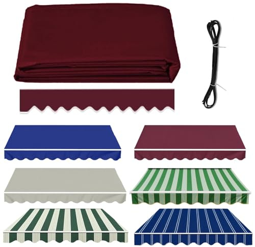 Heavy Duty Awning Fabric Replacement UV Resistant Waterproof Canvas, Retractable Sun Shade Canopy Top for Café, Restaurant, Storefront and Outdoor Seating