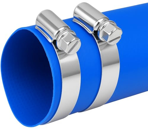 38mm (1½) Diameter Layflat Discharge Hose Pipe Compatible with Submersible Water Pump – Blue PVC Reinforced with Polyester– Includes 2 Clips 5 Metre (16.4ft)