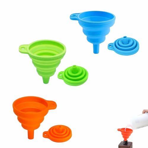 Juego de 3 Embudos Plegables Embudo Plegable de Silicona para cocina Portátil Colapsable Embudo para Transferencia de Líquido(Pequeño)