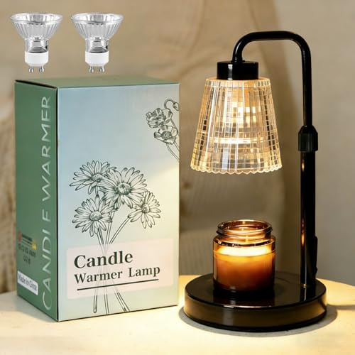 Candle Warmer Lamp Dimmable Timer,Electric Melting Light for Wax Jar Candle | Height Adjustable Flameless Burner with 2 Bulbs Exquisite New Home Gifts Birthday Presents, Secret Santa Gifts for Friends