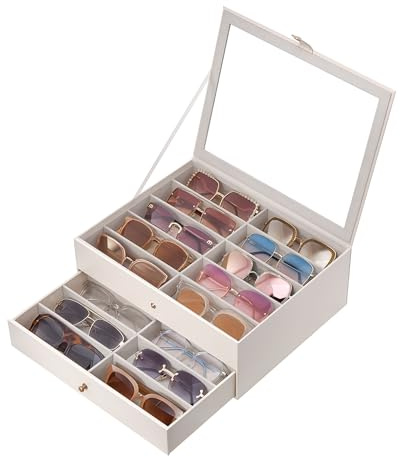 Lolalet Sonnenbrillen Aufbewahrung, Sonnenbrillen Organizer Box Brillen Display Case für mehrere Brillen mit transparentem Deckel für Männer Frauen