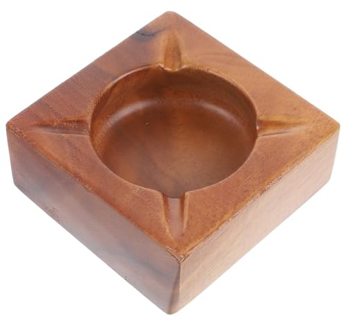 Veemoon Cenicero de Madera Vintage Grande, Ligero y Portátil, Decoración para Hogar, Oficina y Sala de Estar, Diseño Compacto y Estable, Accesorio Funcional para Mesa y Escritorio