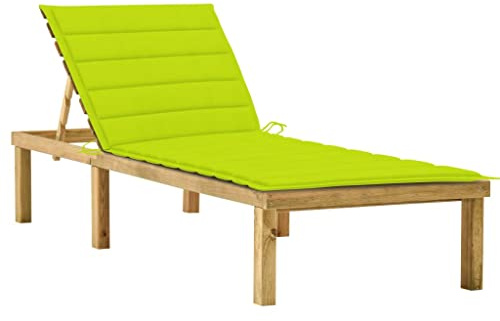 Lumanois Tumbona con cojín Verde Brillante Madera de Pino impregnada,Mobiliario,Asientos de Exterior,Tumbonas,27.25kg-3065860