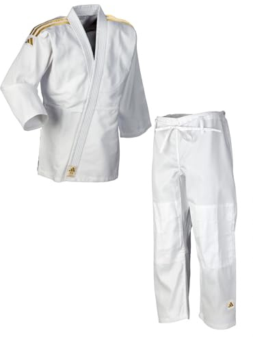 adidas Judoanzug J350 Club | Judo-GI für Kinder und Erwachsene | Für Training und Wettkampf | Stoffgewicht 350g/qm | Für Körpergröße 110-190 cm | Weiß oder Blau | Viele Farben der Schulterstreifen