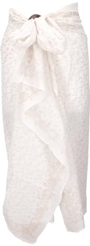 GURU SHOP Leichter Pareo Schal, Sarong, Handbedrucktes Baumwolltuch - Farb Kombination 19, Herren/Damen, 190x120 cm
