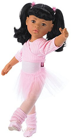 Götz 1159451 Hannah beim Ballett Puppe - 50 cm große Ballerina Stehpuppe mit schwarzen Langen Haaren und braunen Augen - 15-teiliges Set