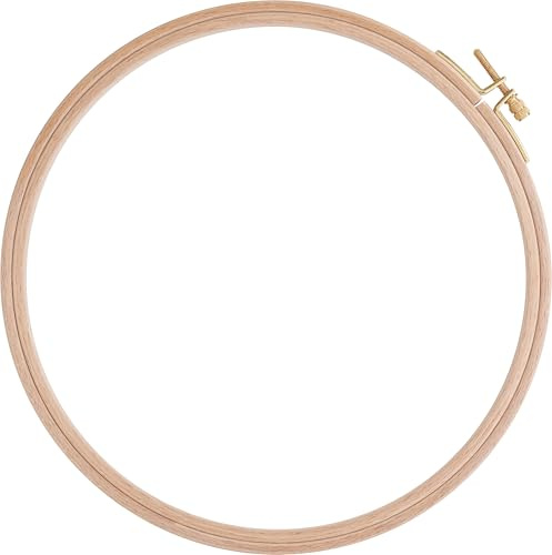 VBS Stickring Stickrahmen 7.0 mm Breite 8.0 mm Höhe Buchenholz Messing Ideal für Handarbeiten und DIY-Projekte Ø 21,5 cm