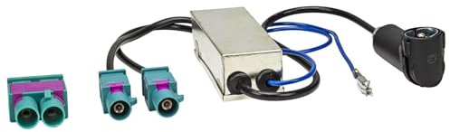 tomzz Audio 1503-005 Doppel Fakra Diversity Antennenadapter mit Phantomeinspeisung kompatibel mit Audi Seat Skoda VW Citroen Peugeot Opel auf DIN oder ISO