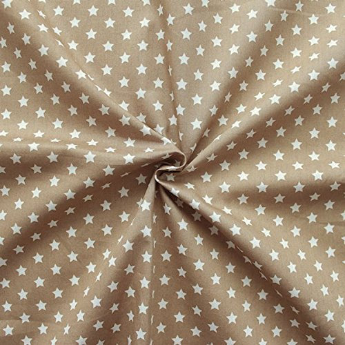 STOFFKONTOR Baumwollstoff Sterne Mittel Farbe Beige