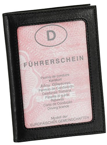 Leder Ausweisetui Ausweishülle Kreditkartenetui Ausweismappe Kartenetui KFZ Mappe Etui Farbe Schwarz