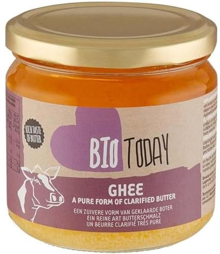 BioToday - Ghee, Pure Clarified Rich Taste, Organic Dutch Soil Butter, Grass Fed Cows, Prepared with a Traditional Indian Method 300g Jar