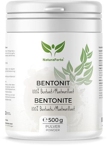 NaturaForte Bentonit Pulver 500g - Extra feines Montmorillonit Pulver in höchster Qualität, Mineralerde & Heilerde, Bentonite Clay Powder