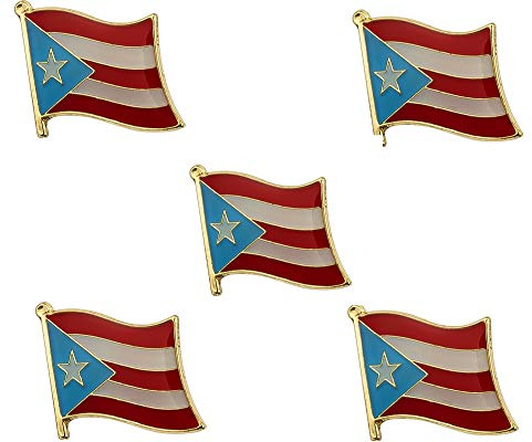 5 Pins - Puerto Rico Flag Lapel Pin 16mm x 19mm (3/4 x 5/8) Hat Tie Tack Badge Pin