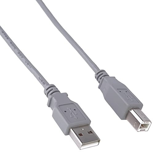 PremiumCord USB 2.0 High Speed Kabel M/M 0,5m, A Stecker auf B Stecker, USB Verbindungskabel für Scanner usw, Doppelt geschirmt, AWG28, Farbe Grau, Länge 0,5m