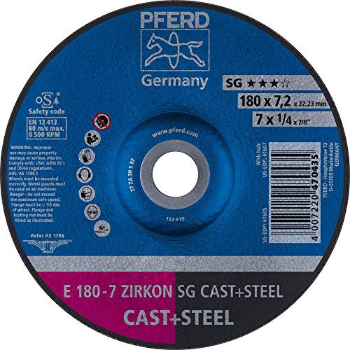 10 x PFERD Schruppscheibe E 180-7 ZIRKON SG CAST+STEEL| Art.: 62217628