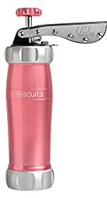 Marcato Sparabiscotti, Siringa per Dolci, Macchina per Biscotti fatti in casa, Accessorio da Pasticceria, in Alluminio Anodizzato, Grandezza Biscotto Regolabile, 20 Trafile Incluse. Colore: Rosa