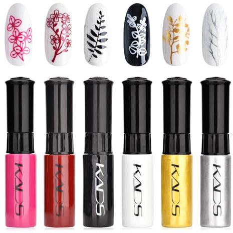 6 Farben Nagellack Set bunter metallische farbe glitzer Stempeln polnischen Detailliertes Gemälde Nagel Kunst DIY Maniküre Design Drucken Zeichen werkzeug