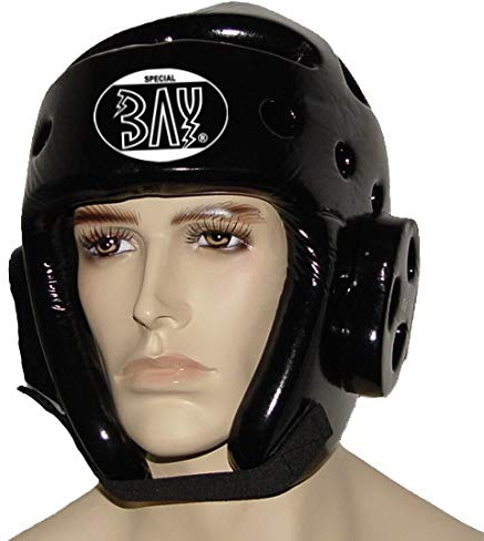 Bay KLS schwarz PU Kopfschutz Kopfschützer Headguard Kampfsport, Kickboxen, Kick-Boxen, Taekwondo, Tae Kwon Do, TKD, CE, schwarz, Größe XS, S, M, L, XL
