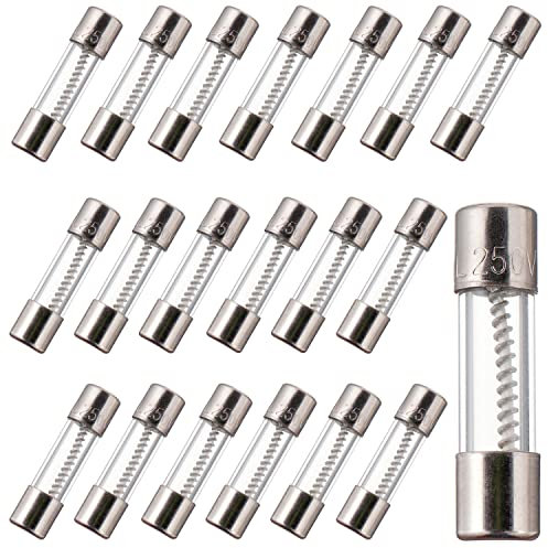 BOJACK T1.6AL250V 5x20mm 1.6A 250V Fusibili vetro soffiato lento 1.6 Ampere 250 Volt 0,2 x 0,78 pollici Fusibile di ritardo del tubo di vetro (confezione da 20 pezzi)