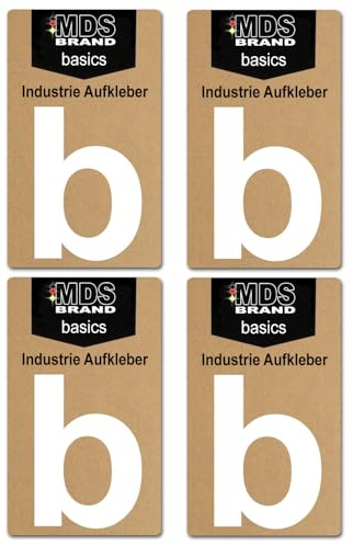 Basics von MDS Brand, 10cm Buchstaben Aufkleber, 4 Stück, Glänzend, Buchstaben zum aufkleben, Wetterfest klebebuchstaben (b, Weiss)